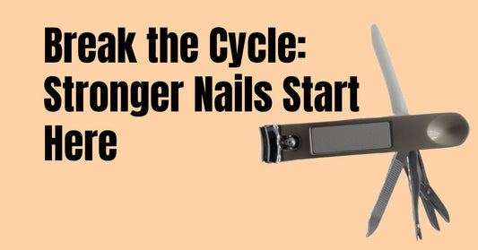 Step-by-step nail care routine with La Cross clippers, file, and buffer