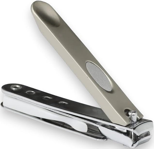 LA Cross Nail clipper partially extended revealing scissor, file, and tweezer attachments