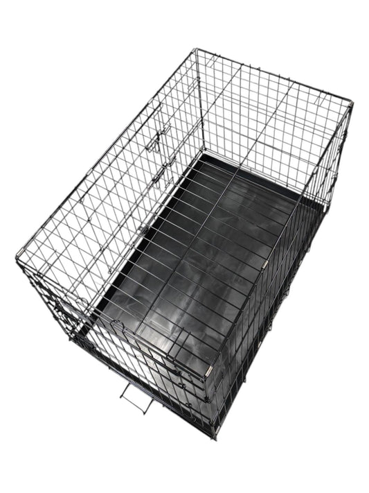 La Cross 36" Dog Crate – Black Folding Metal Kennel with Removable Tray