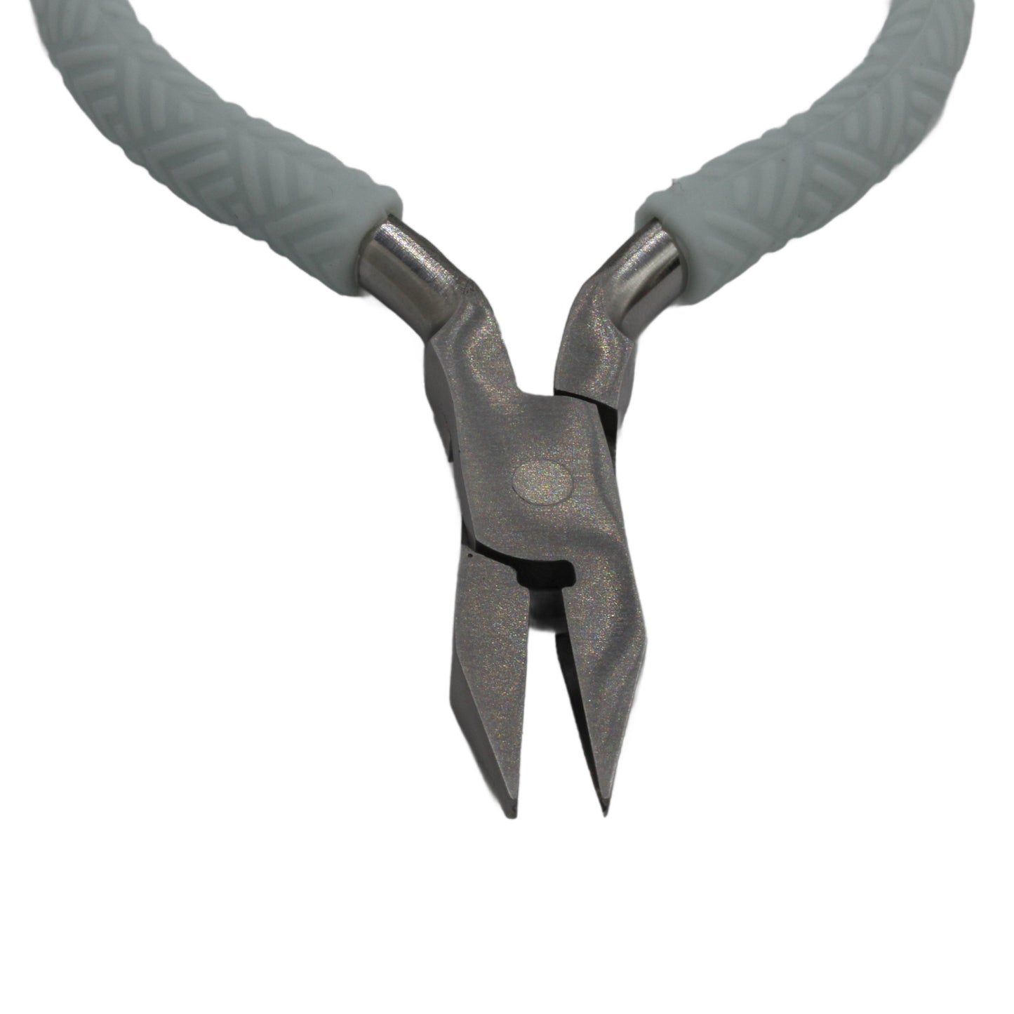 Perspective shot of La Cross Nail Nipper with gray comfort grips and sharp cutting tips