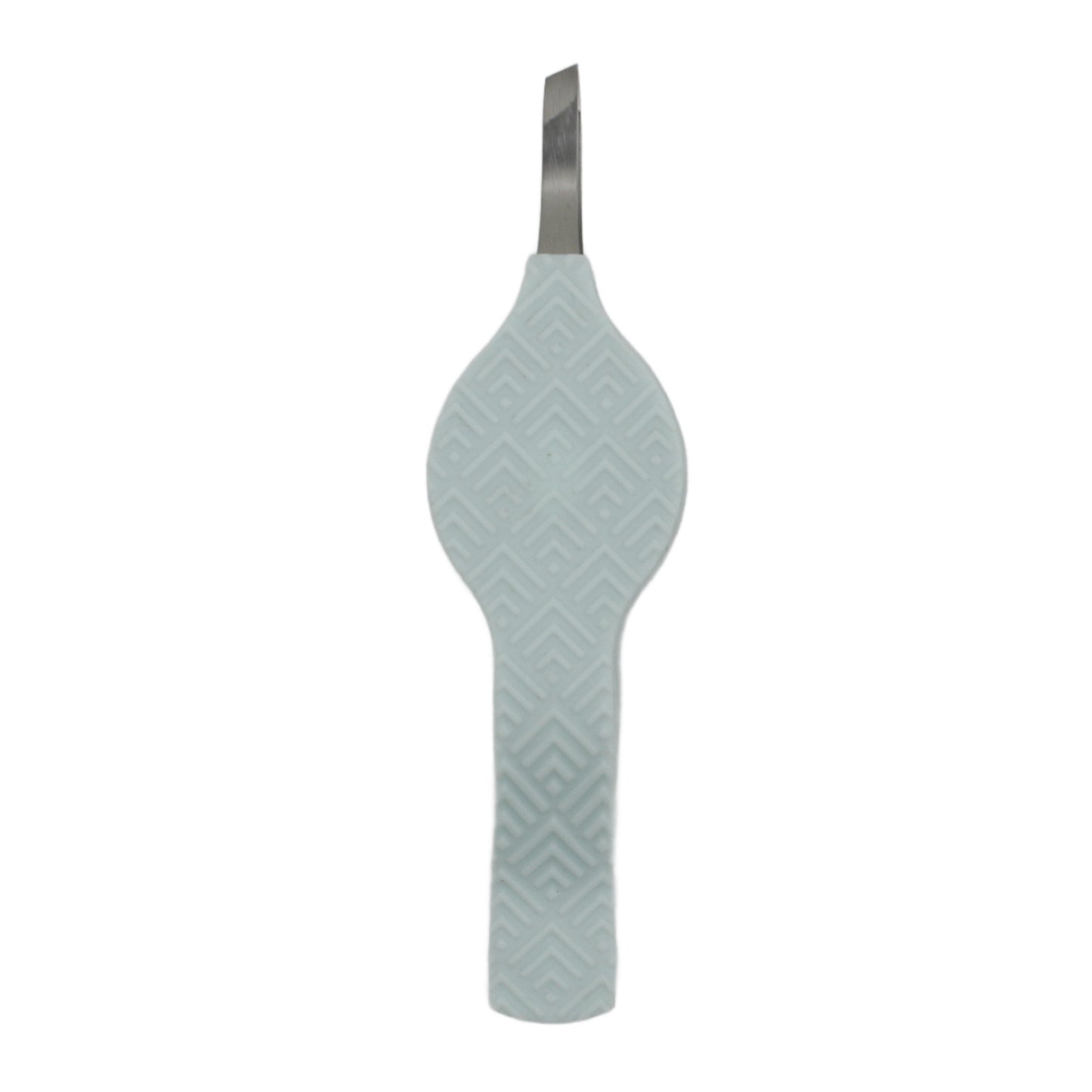 Front-facing view of La Cross Comfort Grip Slant Tweezers with textured ergonomic handle