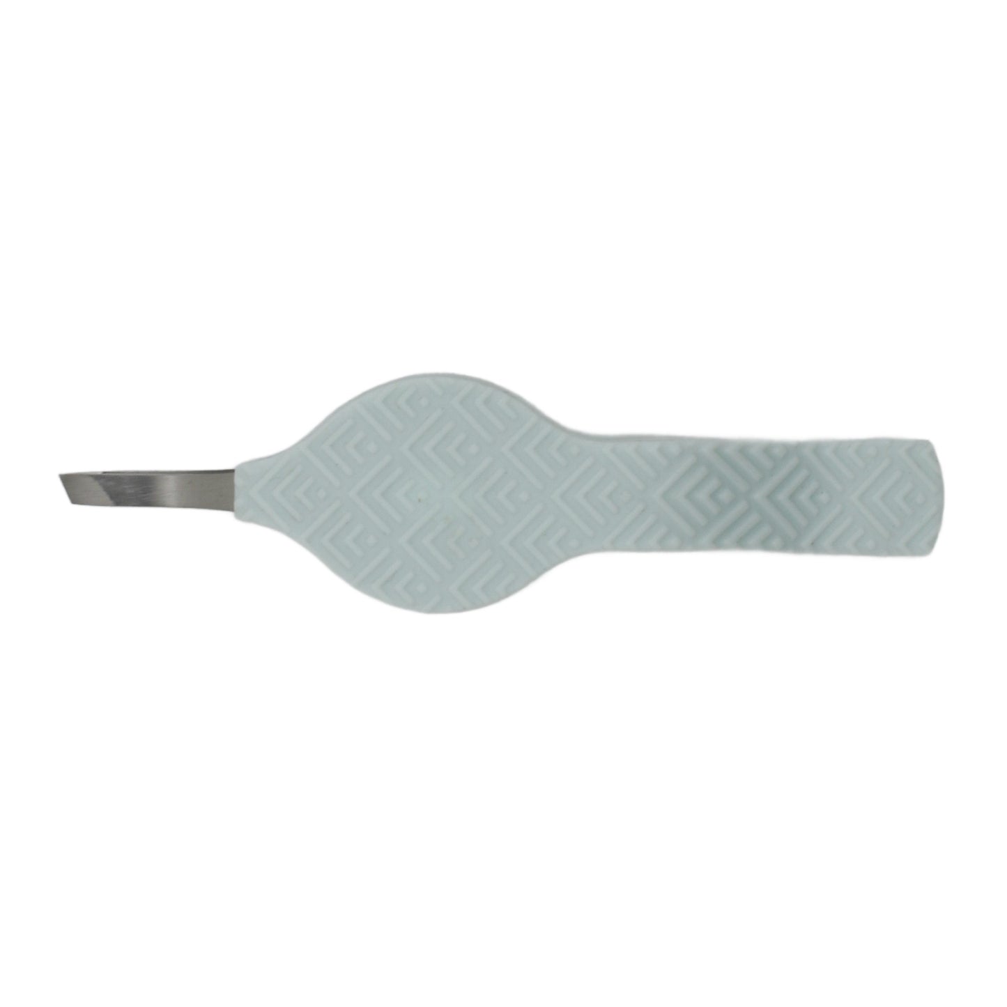 Angled view of tweezers showing the slanted tip alignment for precision grooming