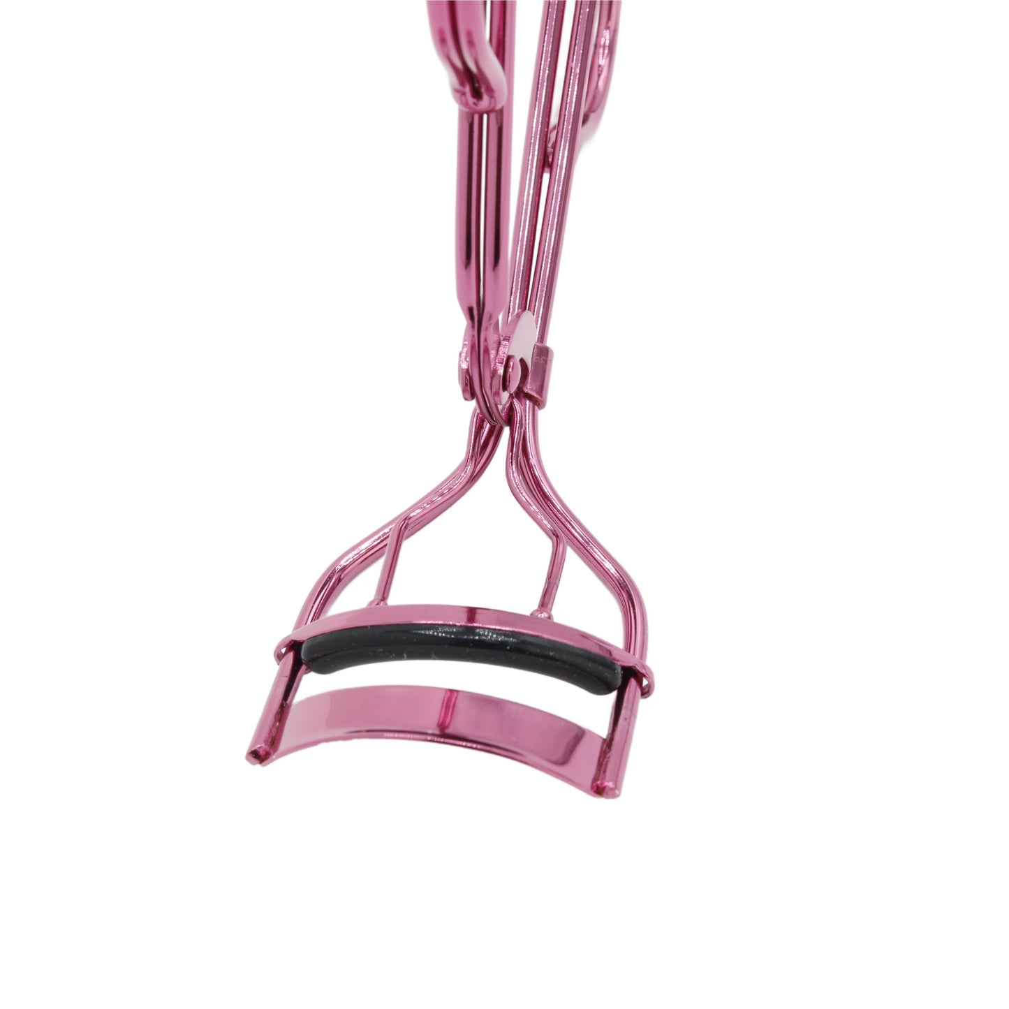 Overhead view of the La Cross eyelash curler showing the width and positioning of the curling pad.