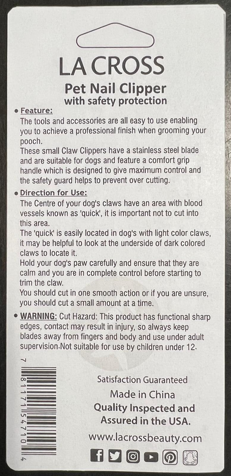 Pet Nail Clipper With Safety Protection