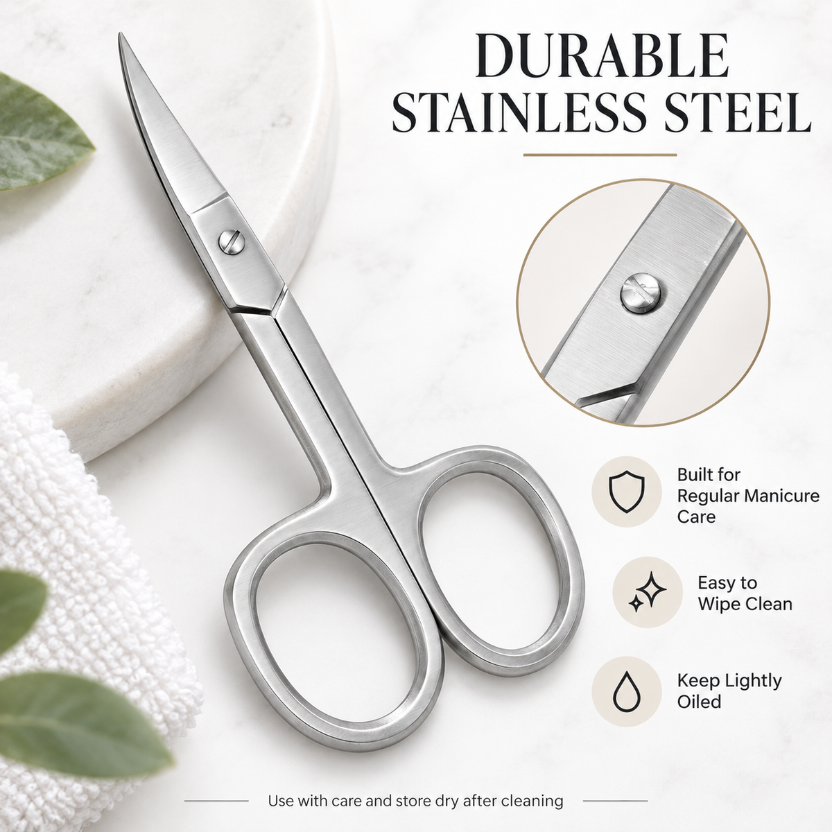 Professional Cuticle Scissors – Curved Stainless Steel Blades