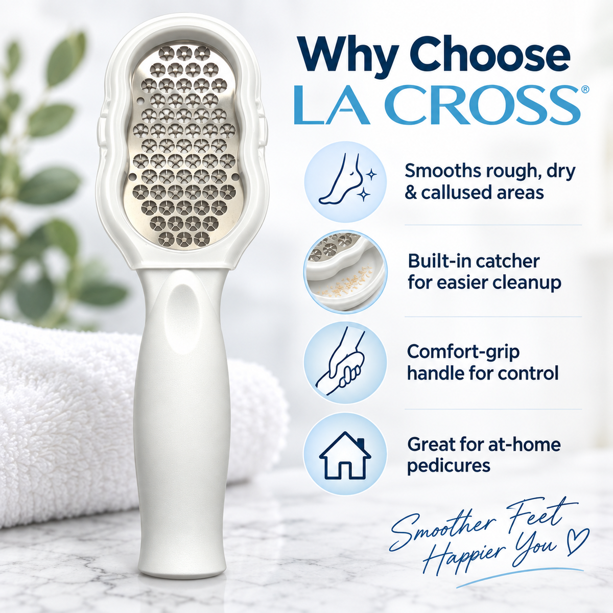 Foot Callus Remover with Catcher – Stainless Steel Pedicure Rasp