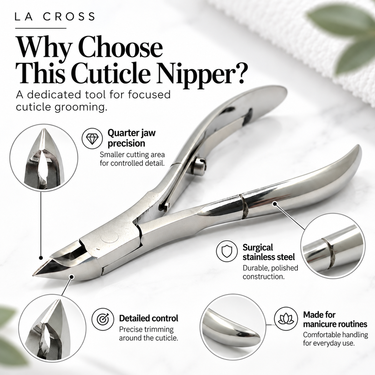 Quarter Jaw Cuticle Nipper – Stainless Steel Precision Cuticle Tool