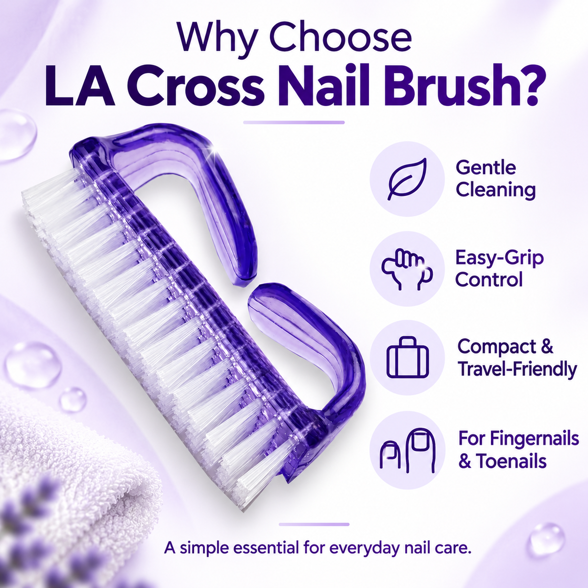 Nail Brush – Soft Nylon Bristles for Fingernail & Toenail Cleaning