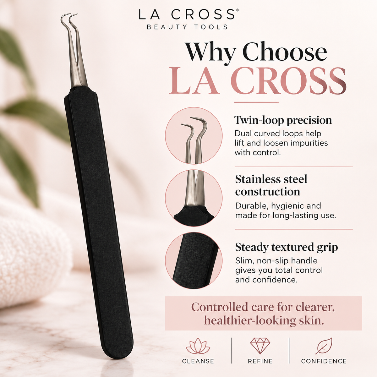 Blackhead Remover Tool – Dual-End Stainless Steel Pore Extractor