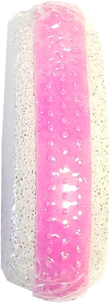 Side view of La Cross pumice stone highlighting pink grip edge and layered construction