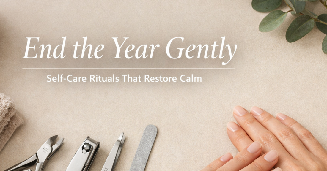 La Cross beauty tools displayed in a relaxing at-home self-care setup designed for a year-end beauty routine.