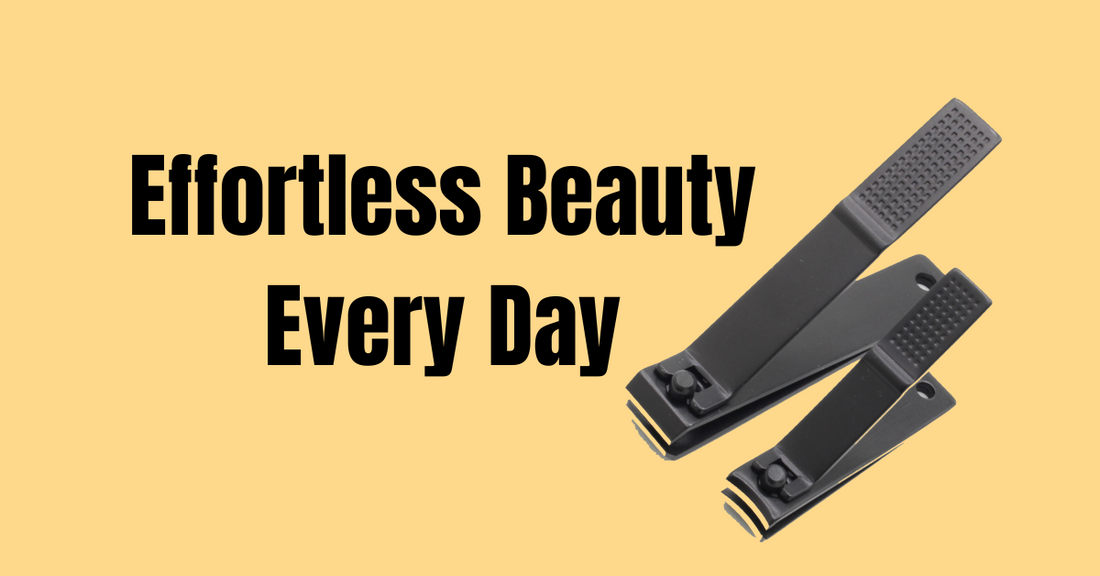 Stainless steel ergonomic nail clipper on peach background with bold text “Groom Like a Pro, Feel Like You” – La Cross comfort grip grooming tools.