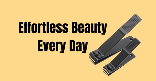 Stainless steel ergonomic nail clipper on peach background with bold text “Groom Like a Pro, Feel Like You” – La Cross comfort grip grooming tools.