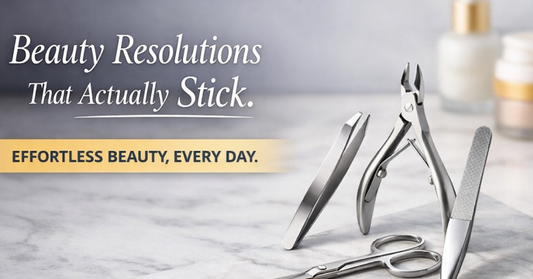 Professional stainless steel grooming tools for a simple, consistent beauty routine