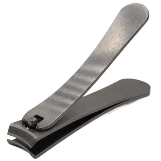 La Cross Curved Toenail Clipper in open position, showing ergonomic lever and curved cutting edge on white background