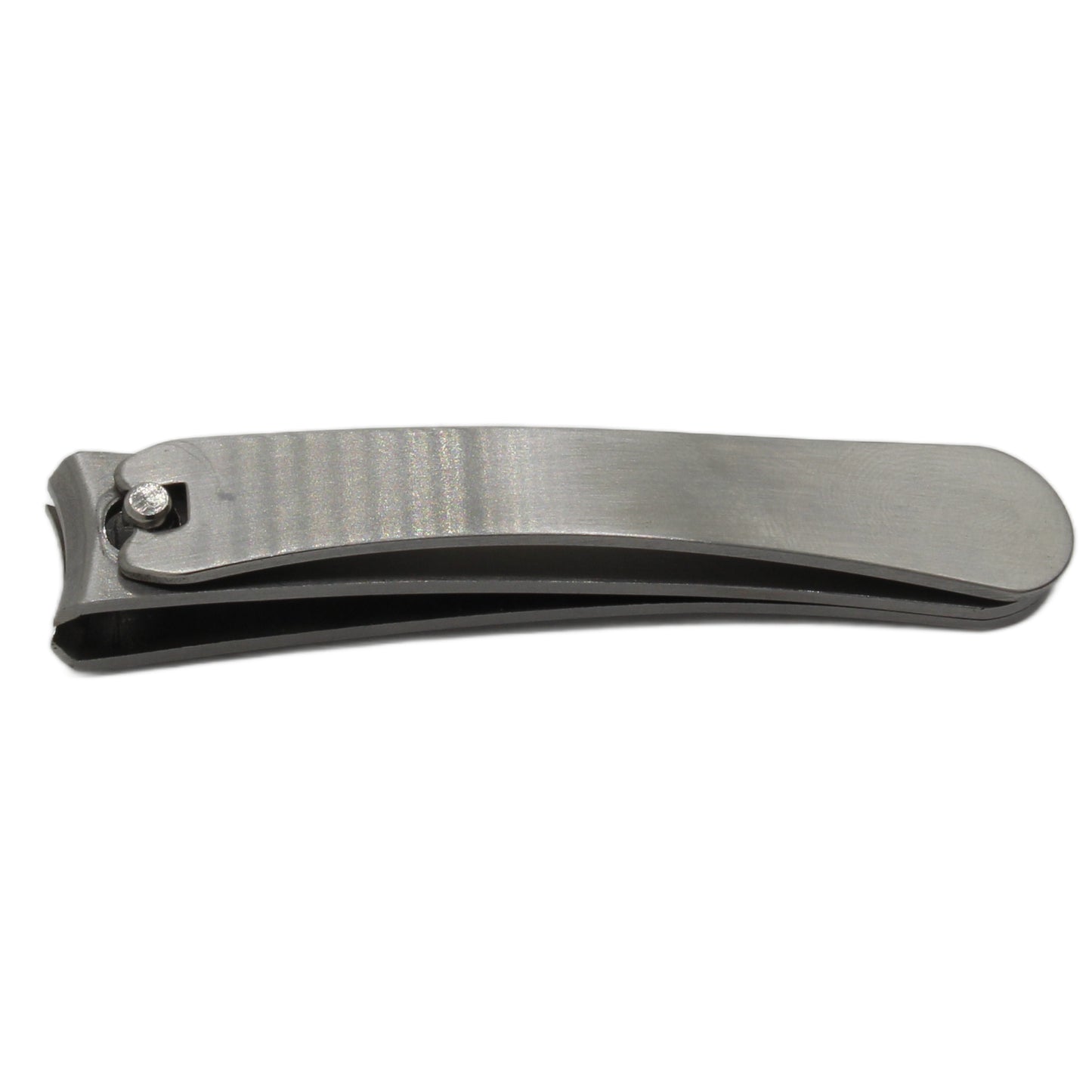 Angled side view of closed La Cross Curved Toenail Clipper showing full length and blade curvature