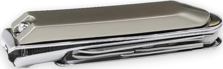 LA Cross Side view of the closed 7-in-1 stainless steel nail clipper tool