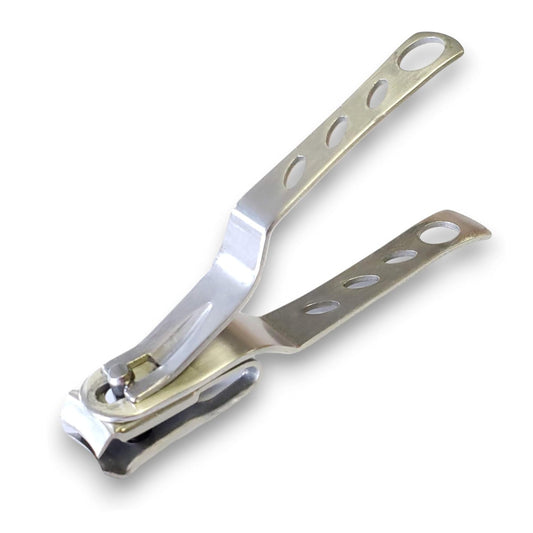 Angled view of La Cross 360° Rotating Nail Clippers showing open handle and rotating head mechanism.