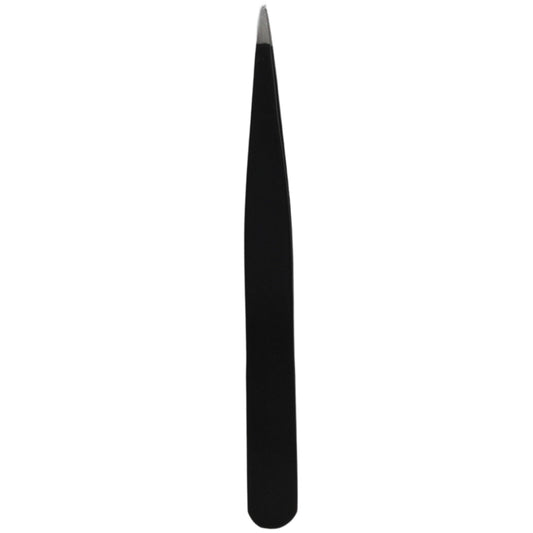 La Cross Expert Pointed Tip Tweezer in matte black, front-facing view showing sharp precision tips