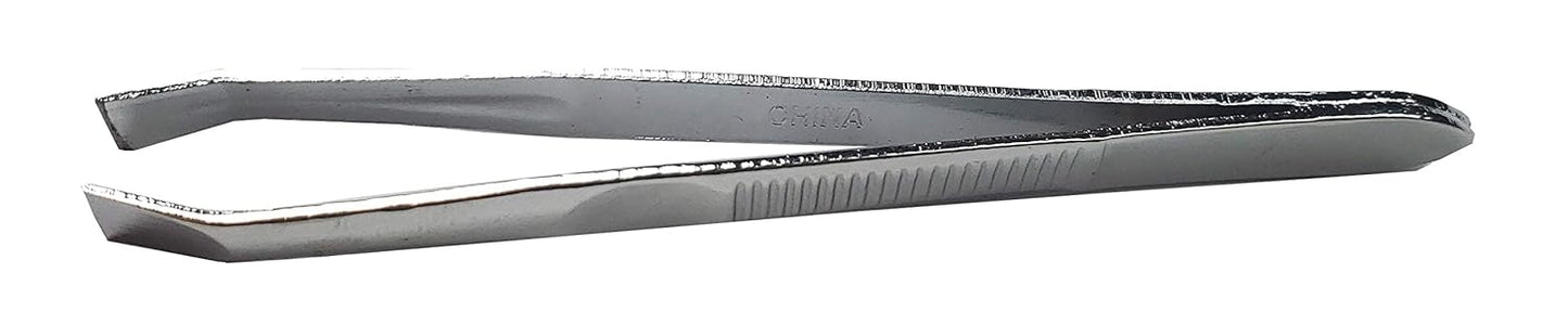 Flat top-down view of La Cross Straight Tip Tweezer with parallel precision tips for detailed grooming