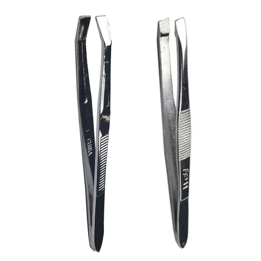 La Cross twin pack tweezers with slant and pointed tips for precision grooming
