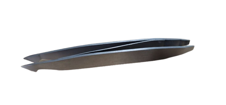Side view of La Cross stainless steel dual-ended tweezers highlighting slim, low-profile design