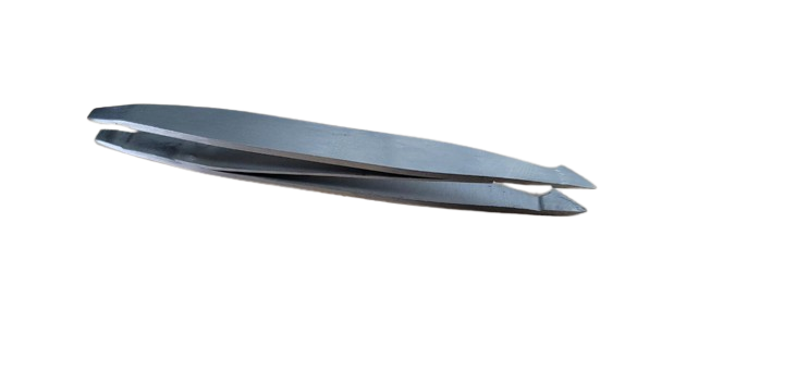 Top-down view of La Cross tweezers displaying flat alignment and dual-function tip structure