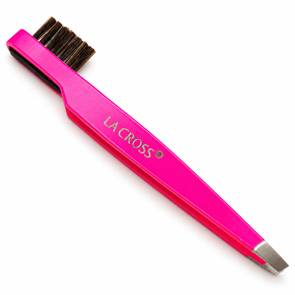 Slant Tip Tweezer with Brow Brush – 2-in-1 Eyebrow Grooming Tool
