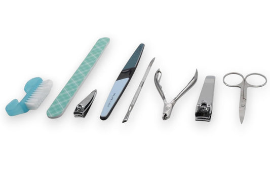 Professional Nail Care Kit by La Cross – Clippers, Scissors, Cuticle Tools, and Buffer