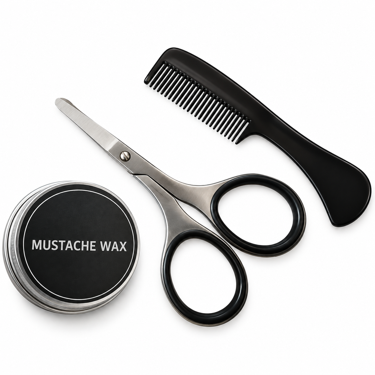 Mustache & Beard Grooming Kit – Scissors, Comb & Styling Wax