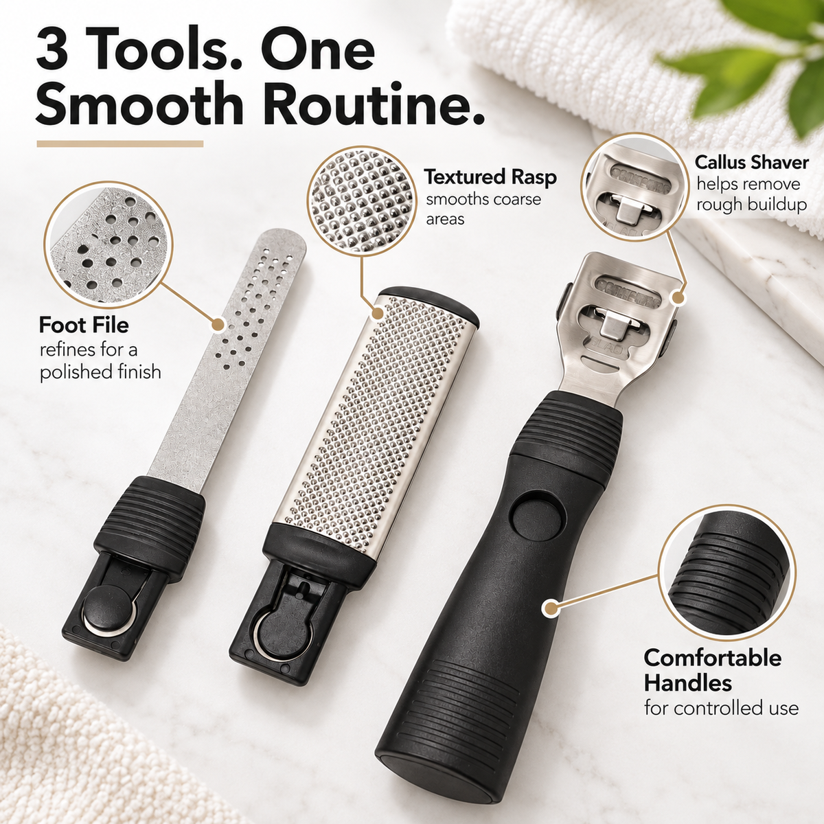 3-Piece Foot Care Kit – Callus Shaver, Foot Rasp & File