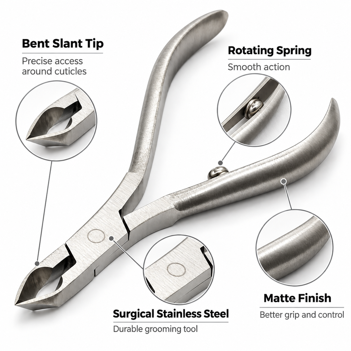 Bent Tip Cuticle Nipper – Angled Stainless Steel Manicure Tool