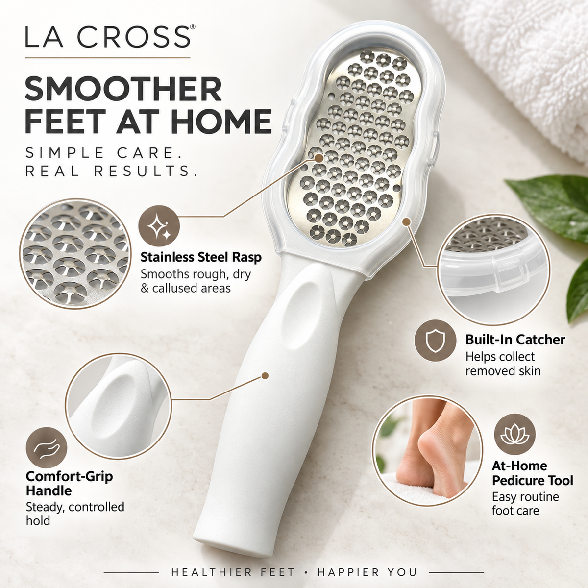 Foot Callus Remover with Catcher – Stainless Steel Pedicure Rasp