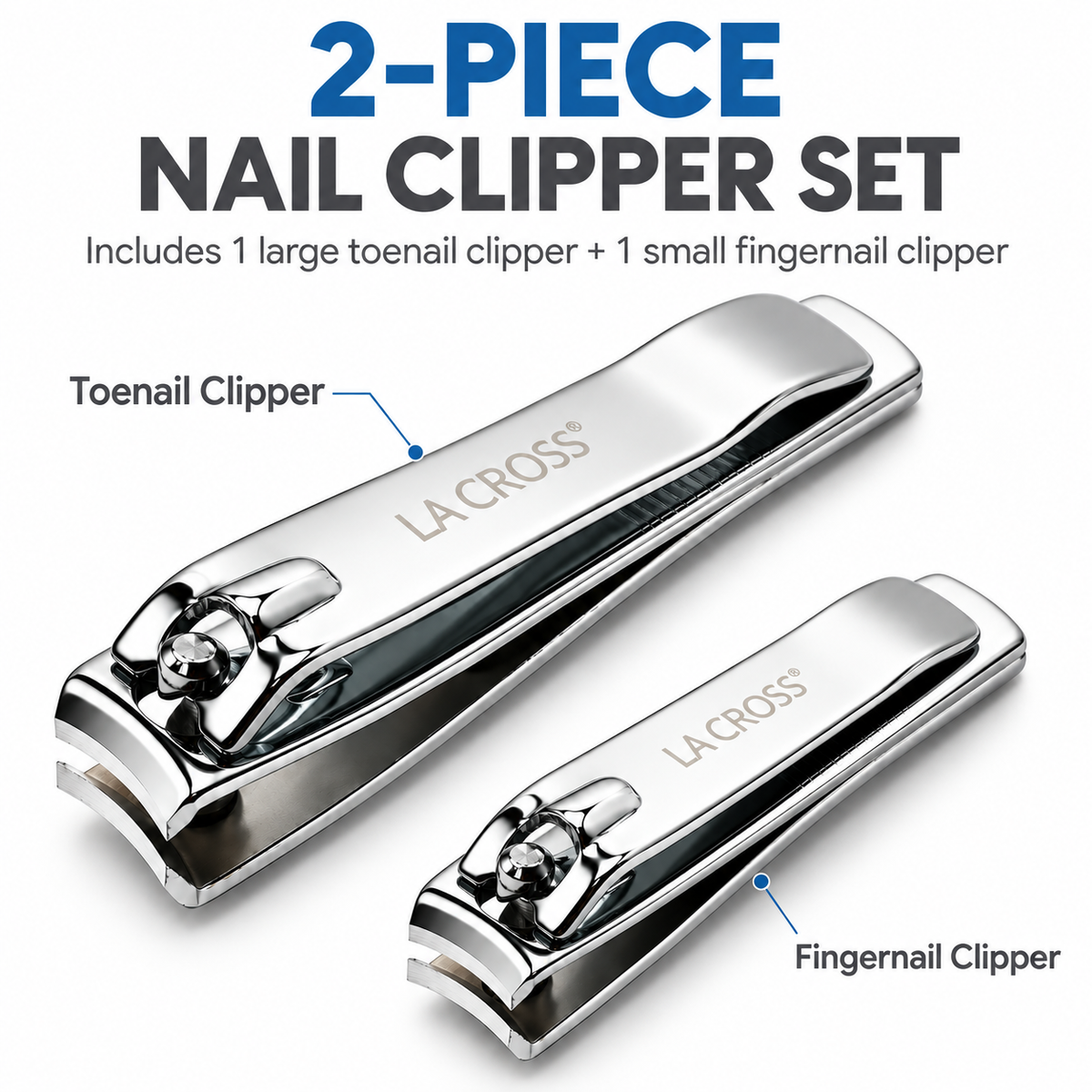 Fingernail & Toenail Clipper Set – 2-Piece Curved Carbon Steel