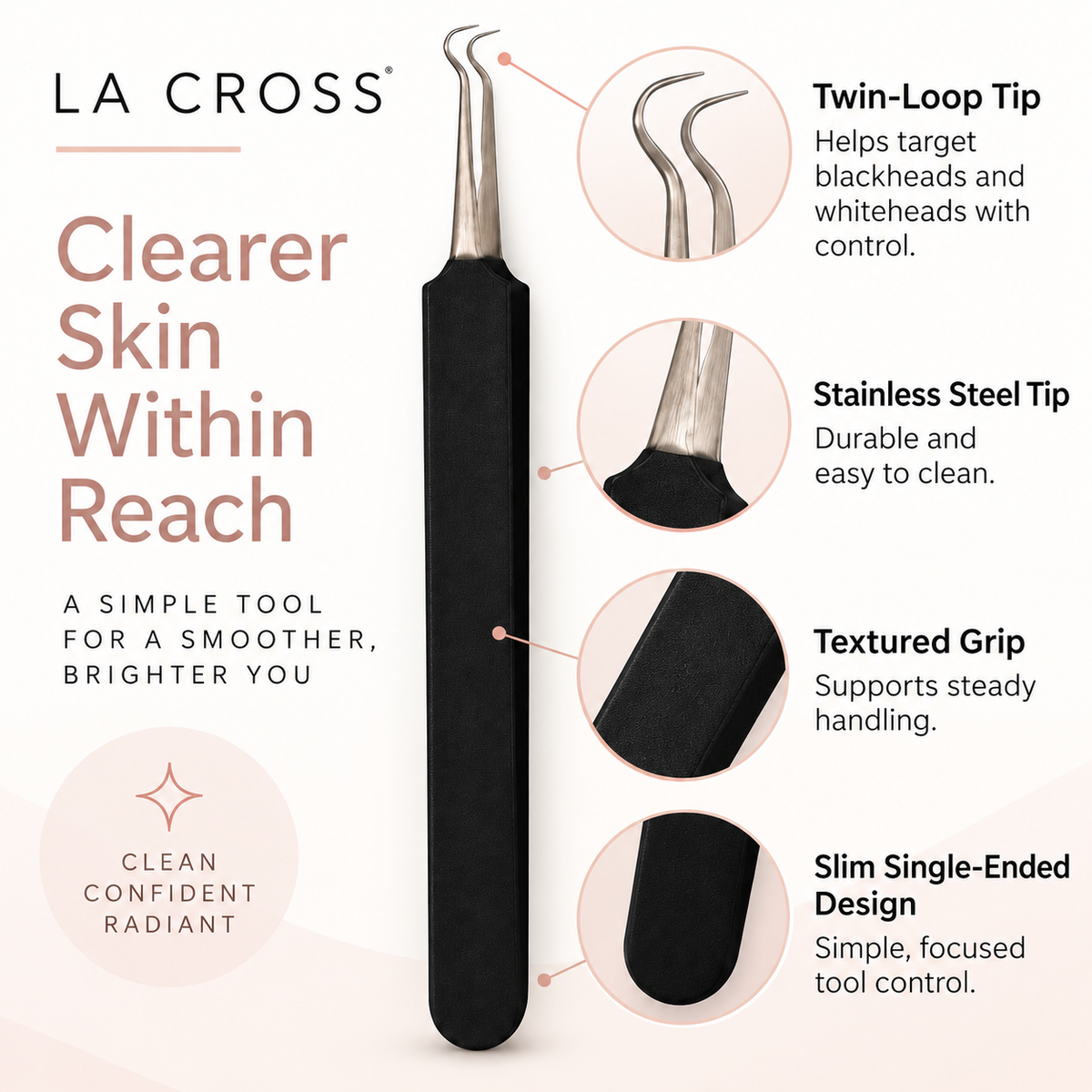 Blackhead Remover Tool – Dual-End Stainless Steel Pore Extractor