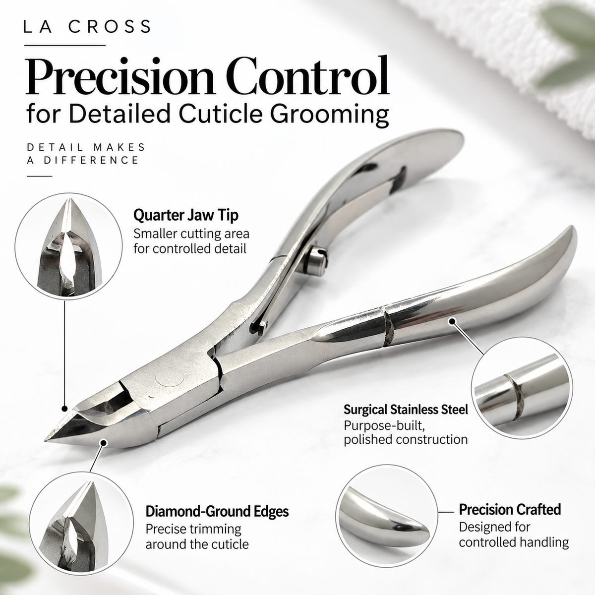 Quarter Jaw Cuticle Nipper – Stainless Steel Precision Cuticle Tool
