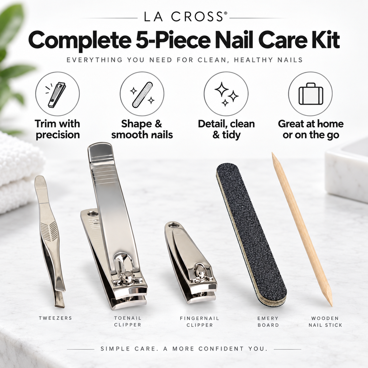 5-Piece Nail Care Kit – Manicure & Pedicure Grooming Set