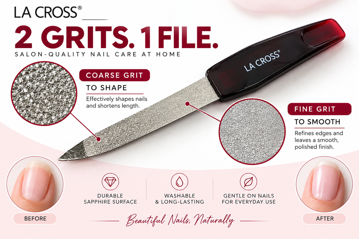 5" Sapphire Nail File – Fine & Coarse Dual-Sided Stainless Steel