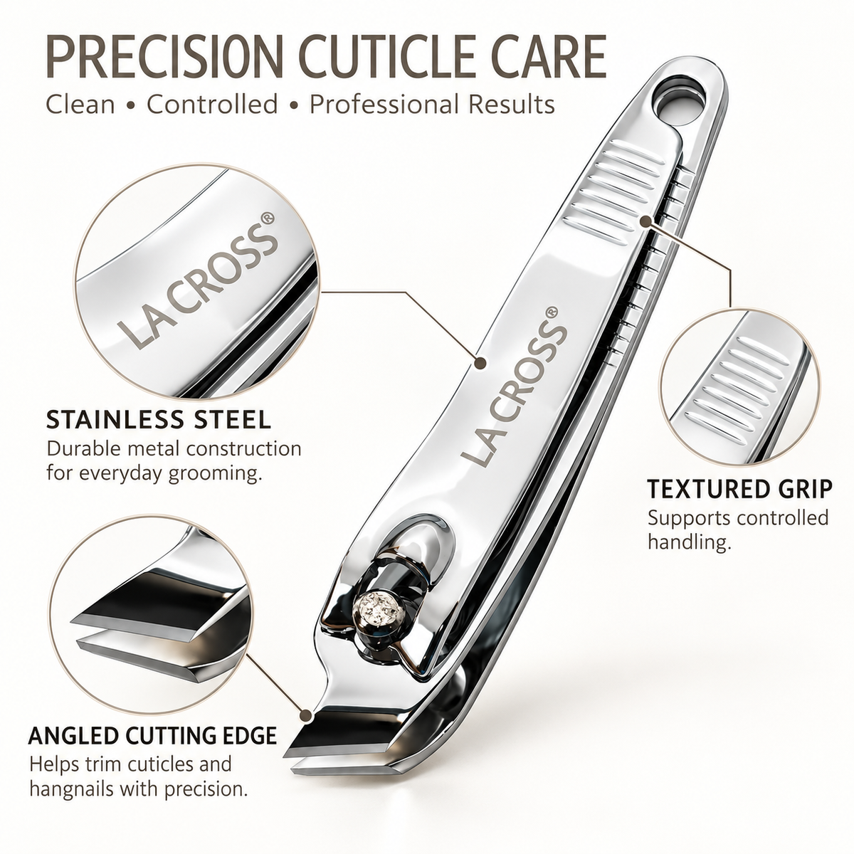 Angled Cuticle Trimmer – Carbon Steel Nail & Cuticle Grooming Tool