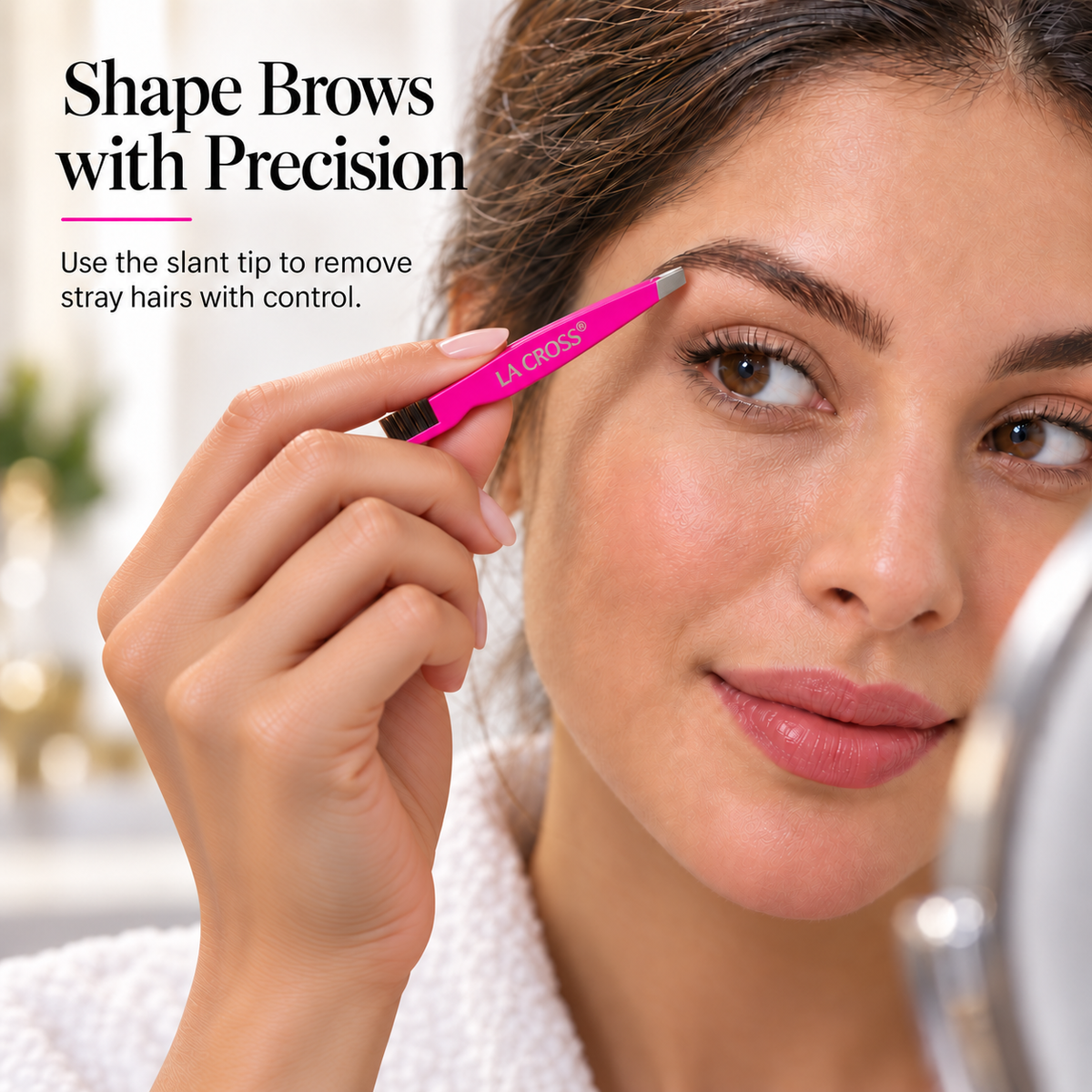 Slant Tip Tweezer with Brow Brush – 2-in-1 Eyebrow Grooming Tool