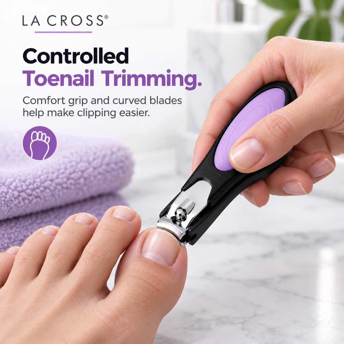 Toenail Clipper with Catcher – Comfort Grip, Curved Stainless Steel Blades