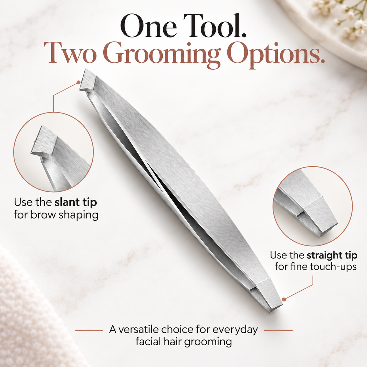 Dual-Ended Tweezer – Slant & Straight Tip Stainless Steel