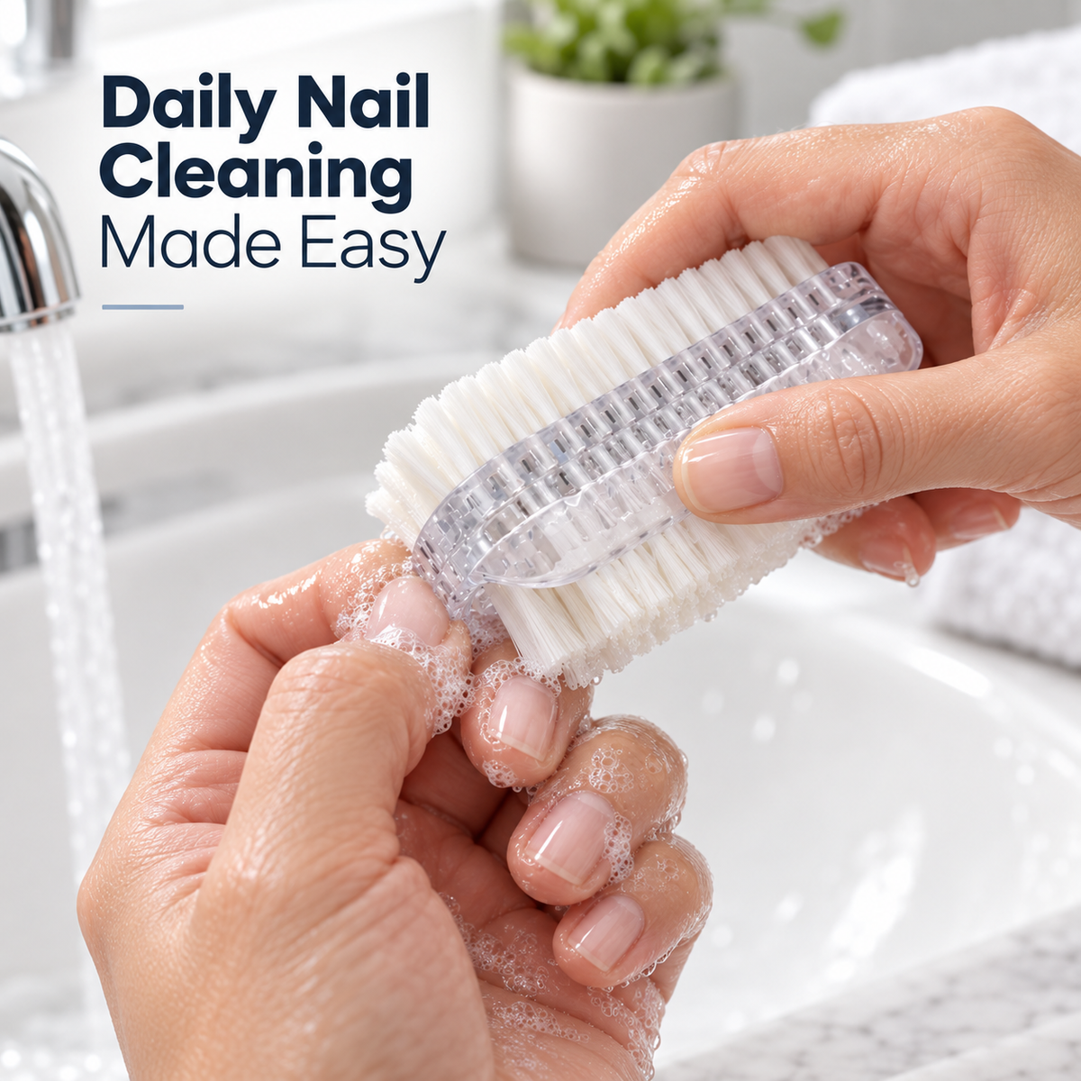 Double-Sided Nail Brush – Soft & Firm Bristles for Nail Cleaning