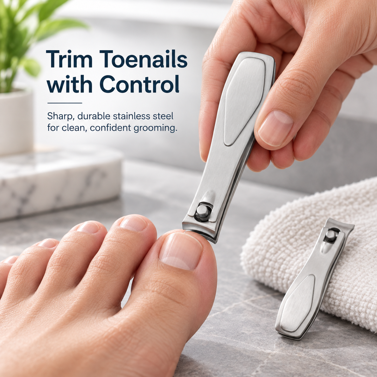 Nail Clipper Set for Fingernails & Toenails – Stainless Steel Twin Pack, Curved Blades