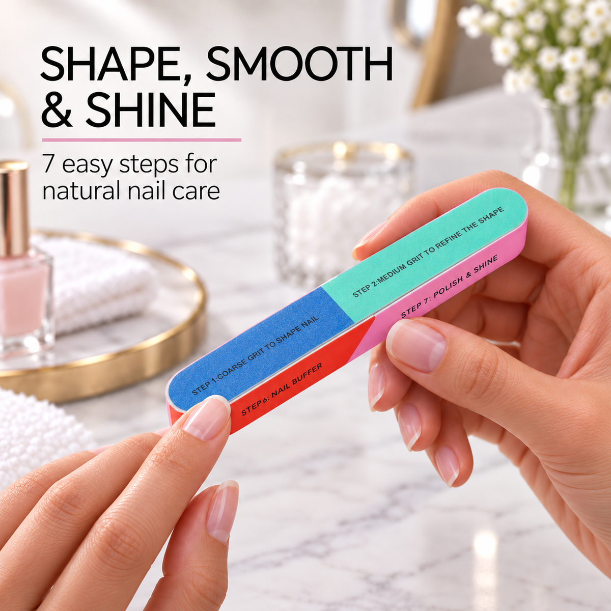 7-Way Nail Buffer – Shape, Smooth, Buff & Shine Natural Nails