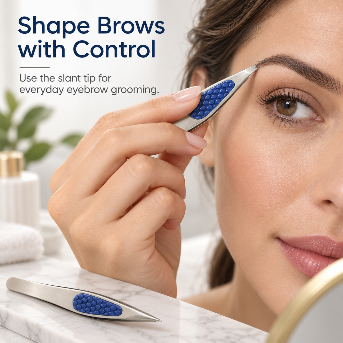 Slant & Point Tip Tweezer Set – 2 Pack Stainless Steel Comfort Grip