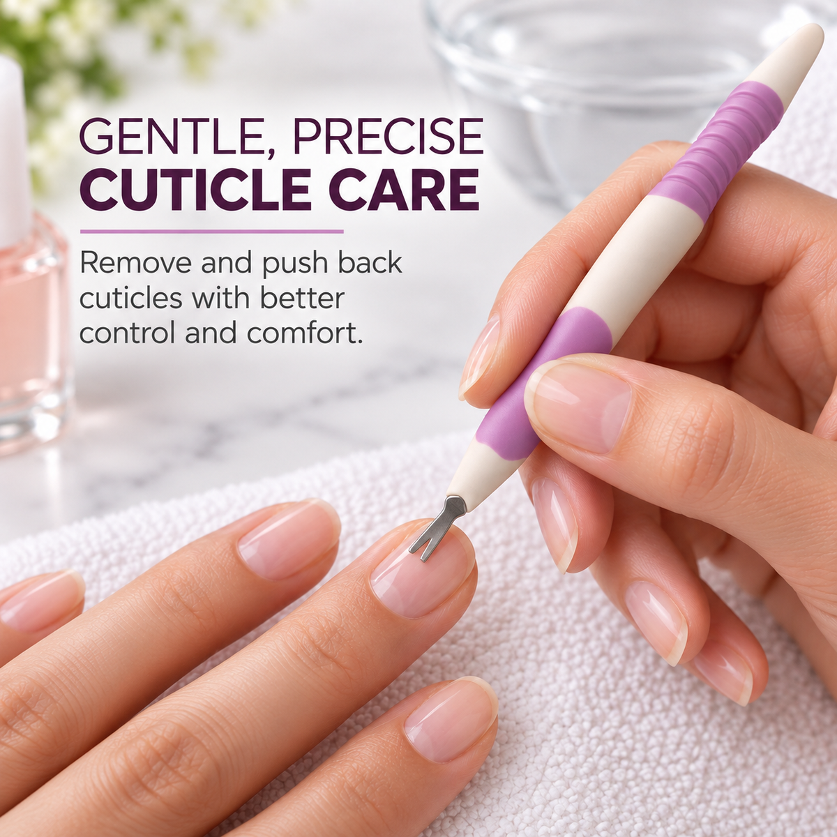 Dual-End Cuticle Remover & Pusher – Comfort Grip Surgical Stainless Steel