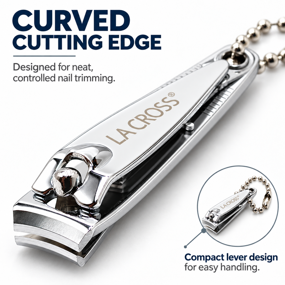 Fingernail Clipper with Nail File & Chain – Carbon Steel Nail Cutter
