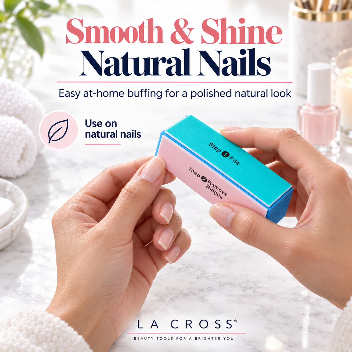 4-Way Nail Buffer Block – Shape, Smooth, Buff & Shine Natural Nails