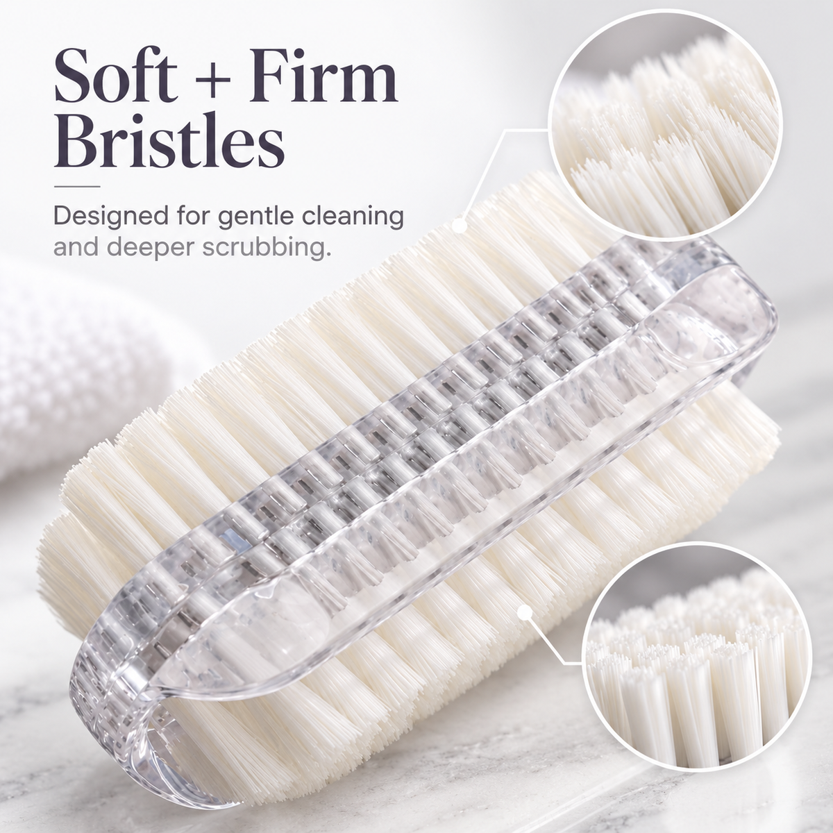 Double-Sided Nail Brush – Soft & Firm Bristles for Nail Cleaning